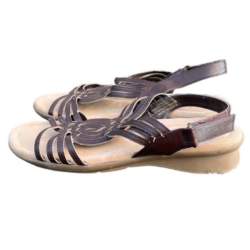 Kim Rogers Ellie Sandals Open Toe Brown Velcro Adjustable Strap Womens Size 7